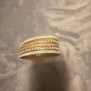 Gold-Tone Multi-Row Crystal Cuff Bracelet
